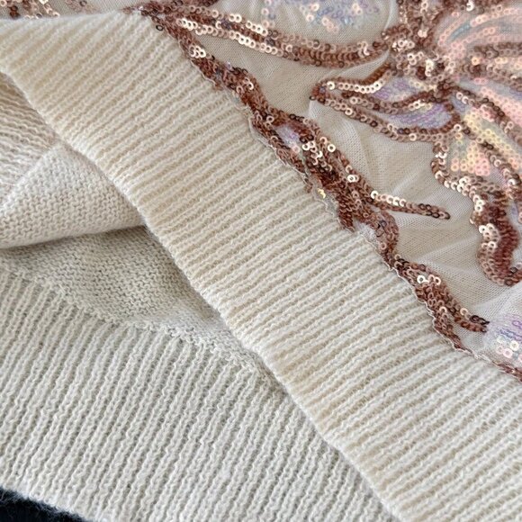 Apricot Casual Women's Sequin Embroidered Sleeveless Knit Tops - Picture 3 of 6